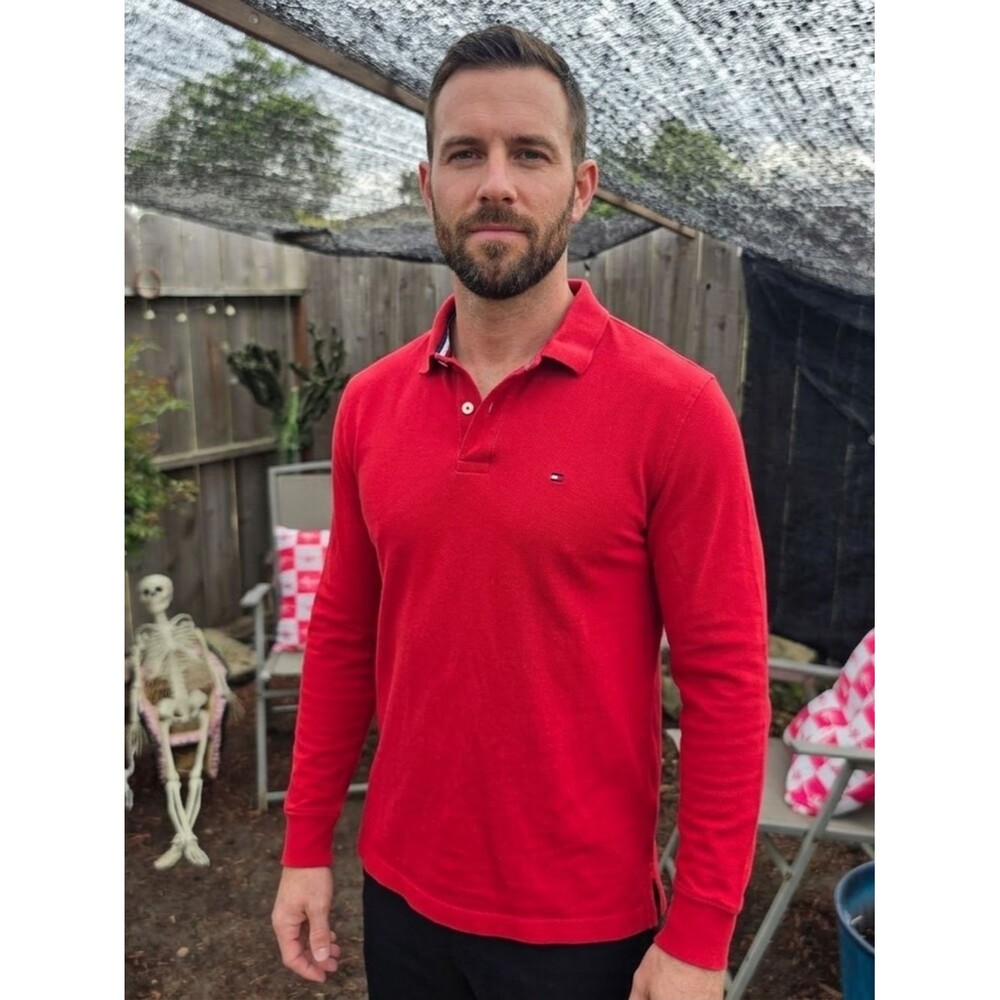 Tommy Hilfiger Men’s Red Long-Sleeve Polo